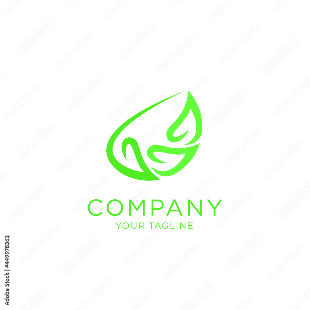 Nature logo with leaves symbol, vector graphic resource