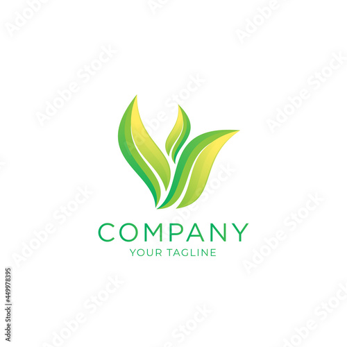 Nature logo with leaves symbol, vector graphic resource