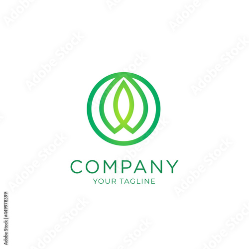 Nature logo with leaves symbol, vector graphic resource