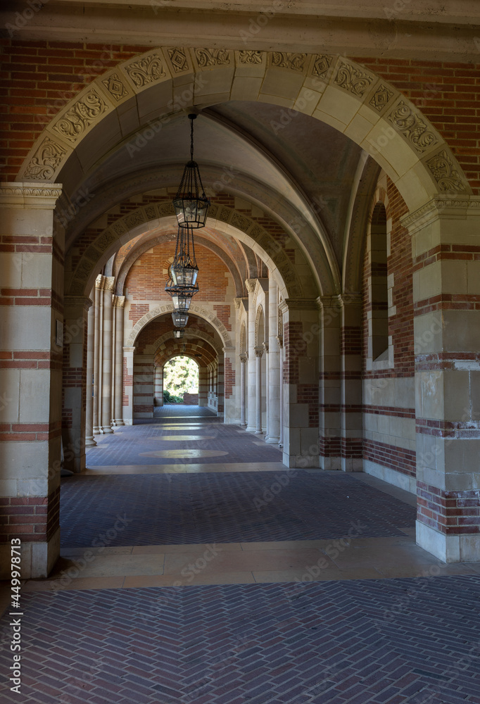 Outdoor corridor with dramatic arches