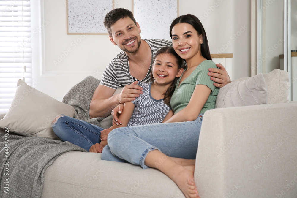 Happy family spending time together at home. Adoption concept Happy family spending time together at home. Adoption concept