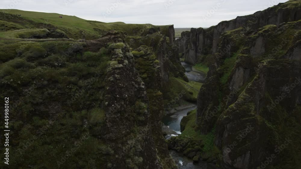 Dramatic Cinematic pull out shot of the canyons of Fjadrarglijfur Iceland - Incredible natural landscapes Wilderness and remote concepts. Dramatic Cinematic pull out shot of the canyons of Fjadrarglijfur Iceland - Incredible natural landscapes Wilderness and remote concepts.