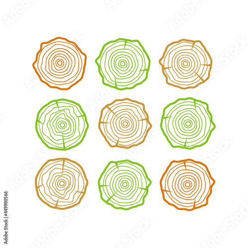 Tree rings icons vector illustration. Abstract age annual. Circle tree background