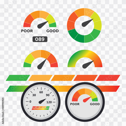 Credit score indicators and gauges vector set eps10