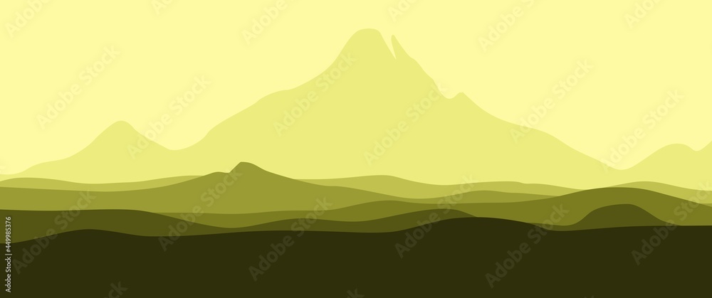 Mountain and hill landscape vector illustration suitable for background, desktop background, wallpaper, backdrop, banner.