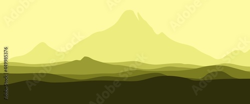 Mountain and hill landscape vector illustration suitable for background, desktop background, wallpaper, backdrop, banner.