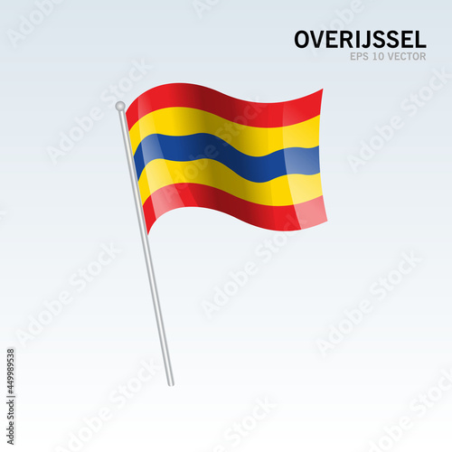 Free Download Waving flag of Overijssel provinces of Netherlands isolated on gray background - GFXLoad