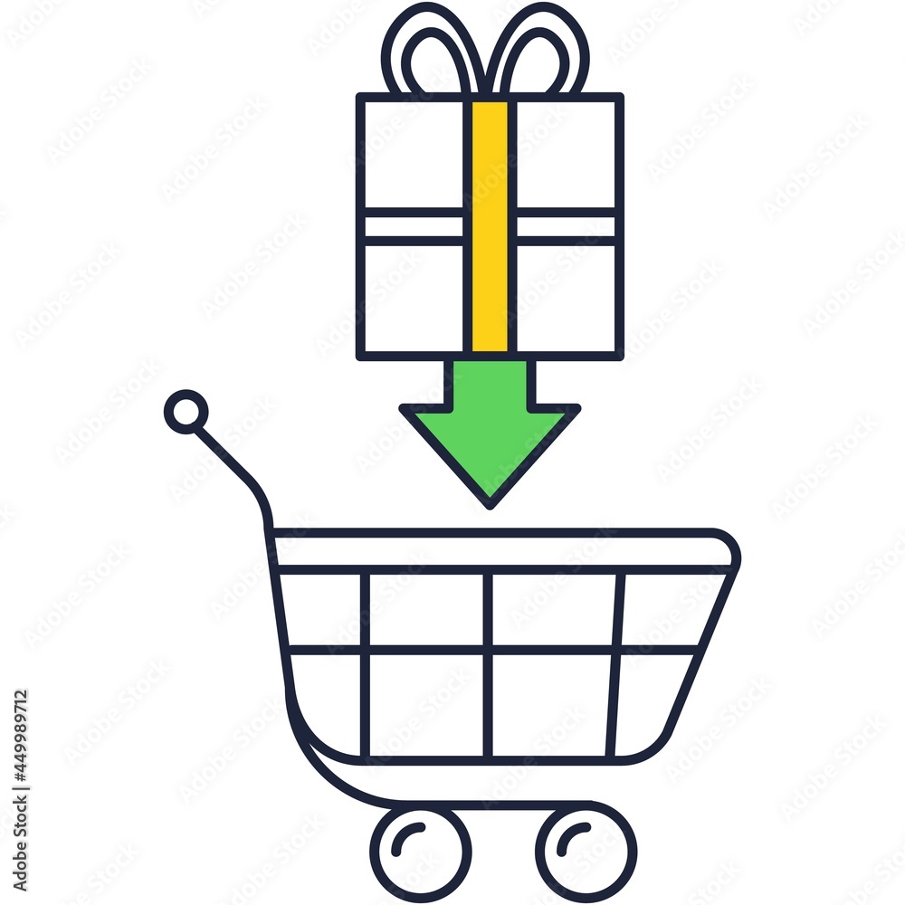 Shop trolley cart and gift vector sale icon Shop trolley cart and gift vector sale icon