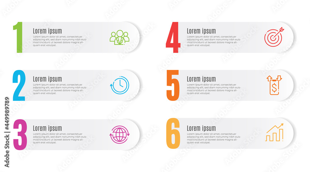 Modern infographic template, elements 6 options.