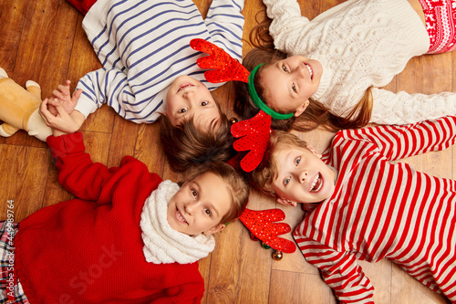 cheerful kids in home