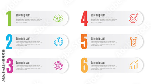 Modern infographic template, elements 6 options.