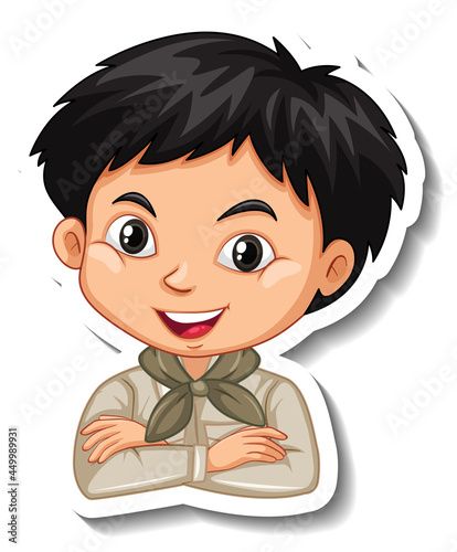 Boy in safari outfit cartoon character sticker