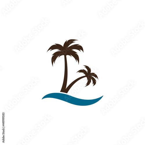 Palm tree beach icon design illustration template