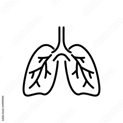 Icono de pulmones humanos. Concepto de órgano del cuerpo humano. Ilustración vectorial estilo línea negro photo