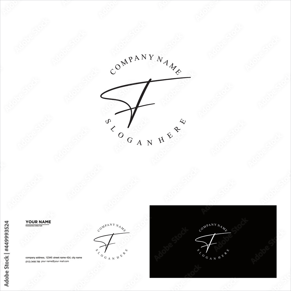 creative simple logo design letter F script creative simple logo design letter F script