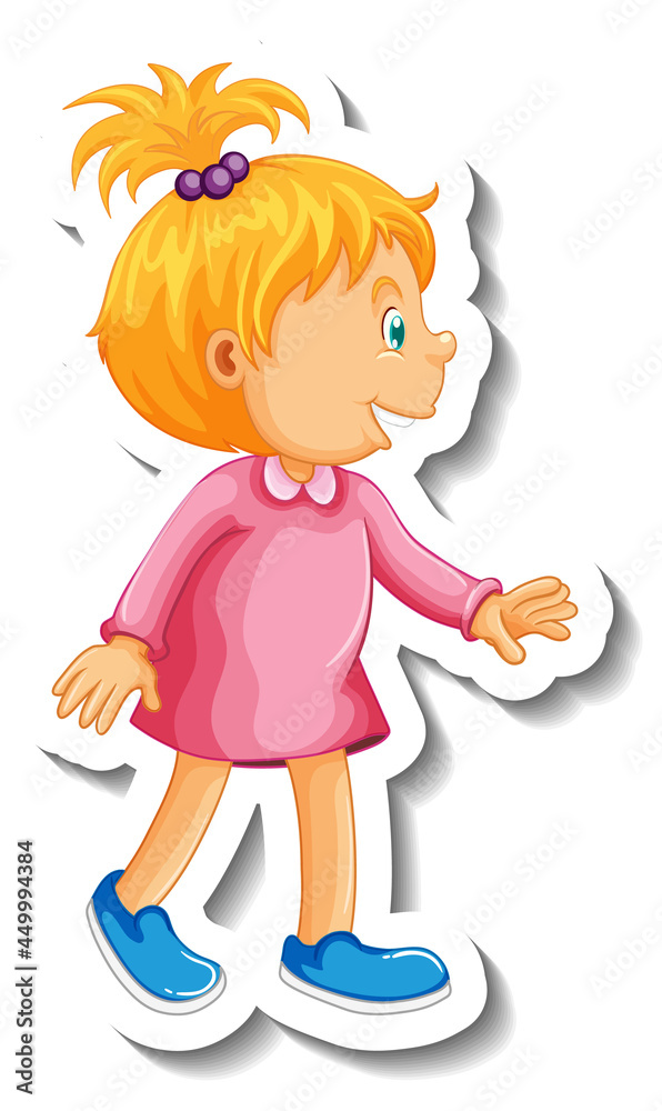 Sticker template with a girl cartoon character isolated Sticker template with a girl cartoon character isolated