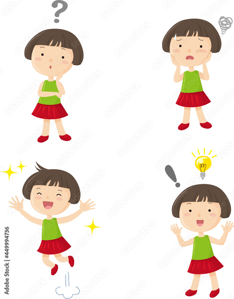 Asian girls with various facial expressions, SDGs Asian girls with various facial expressions, SDGs