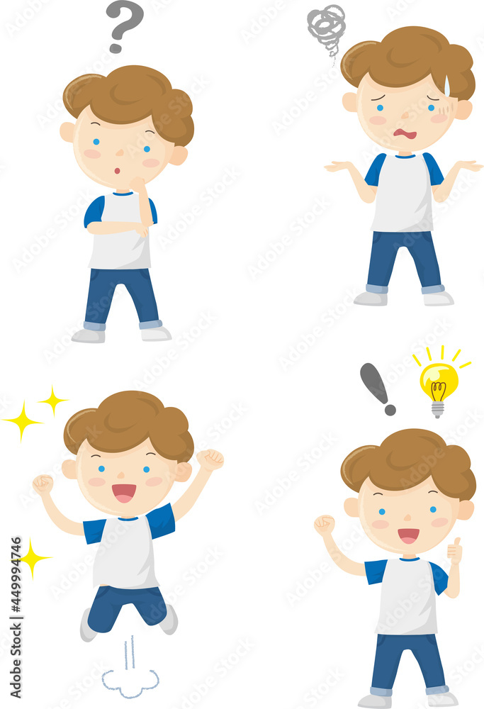 White boys with various facial expressions, SDGs White boys with various facial expressions, SDGs