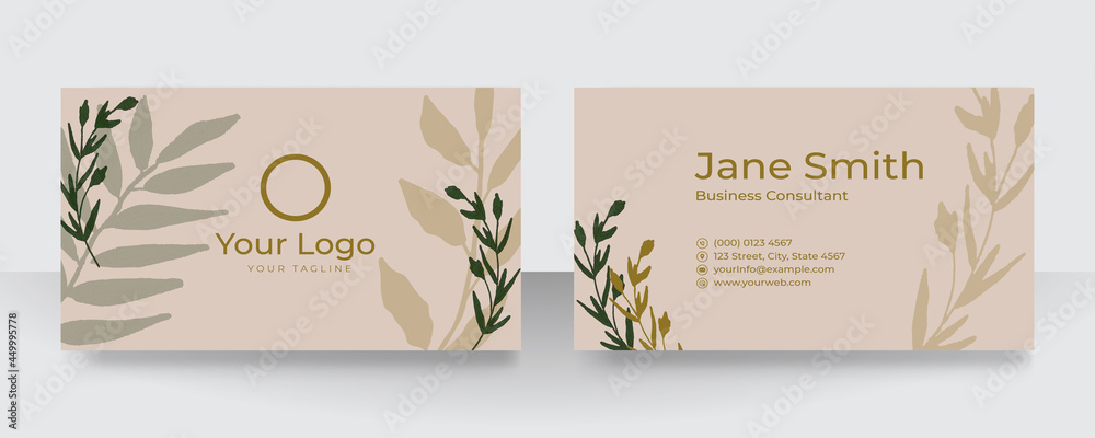 Modern brown and white business card design. Modern business card template brown black colors. Flat design vector abstract creative - Vector
