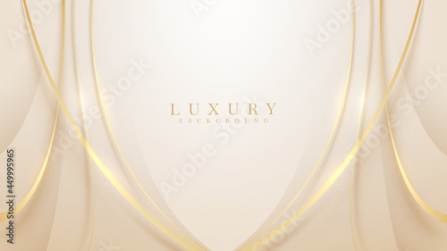 Luxury light brown abstract background combine with golden lines element. Illustration from vector about modern template design.