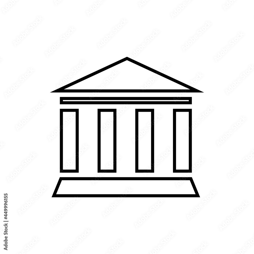 Icono de templo. Edificio histórico, columnas icónicas. Ilustración vectorial estilo línea negro Icono de templo. Edificio histórico, columnas icónicas. Ilustración vectorial estilo línea negro