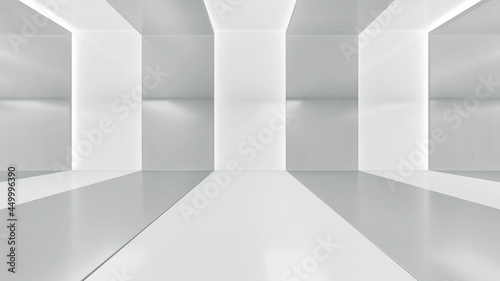 Wallpaper Mural Abstract empty corridor with light. Futuristic white space interior design. 3d illustration Torontodigital.ca