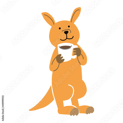 コーヒーを飲むカンガルーの可愛いベクター画像イラスト Stock Vector Adobe Stock