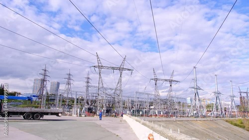 Novosibirsk hydroelectric power plant station on the Ob River photo