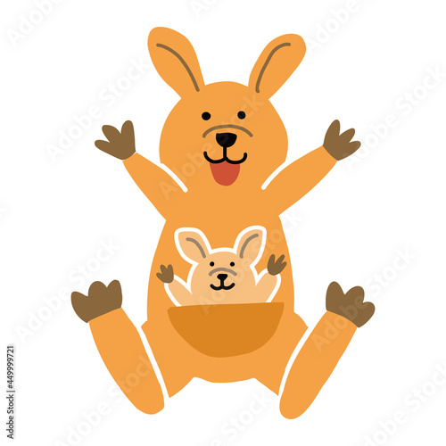 カンガルーの親子　バンザイのポーズ