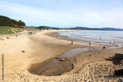 Along The Oregon Coast: Looking down from Cape Kiwanda to the beach at Pacific City.	