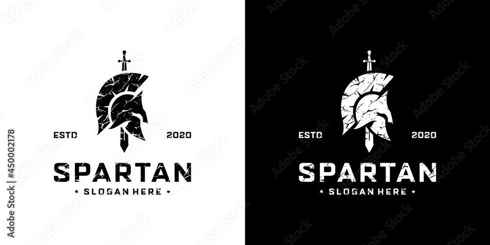 Retro vintage spartan warrior logo design template