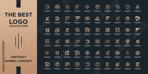 Mega logo collection, Abstract design concept for branding with golden gradient.