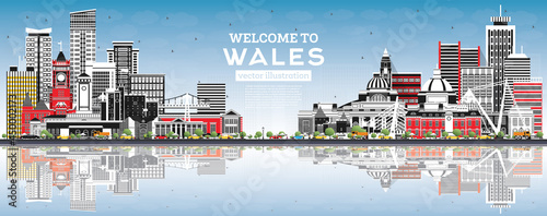 Welcome to Wales City Skyline with Gray Buildings and Blue Sky.