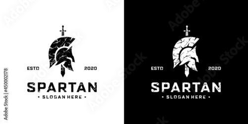 Retro vintage spartan warrior logo design template