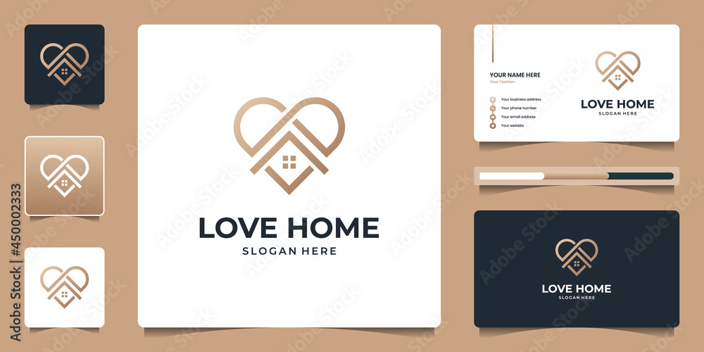 Minimalist home real estate logo with line icon for apartment, residential, est