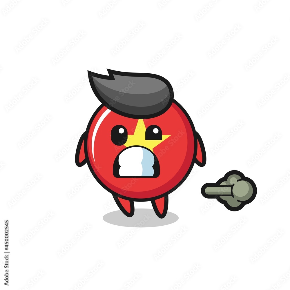 the illustration of the vietnam flag badge cartoon doing fart the illustration of the vietnam flag badge cartoon doing fart