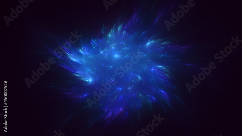 3D rendering abstract blue fractal light background