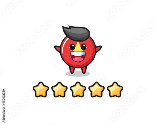 the illustration of customer best rating, vietnam flag badge cute character with 5 stars