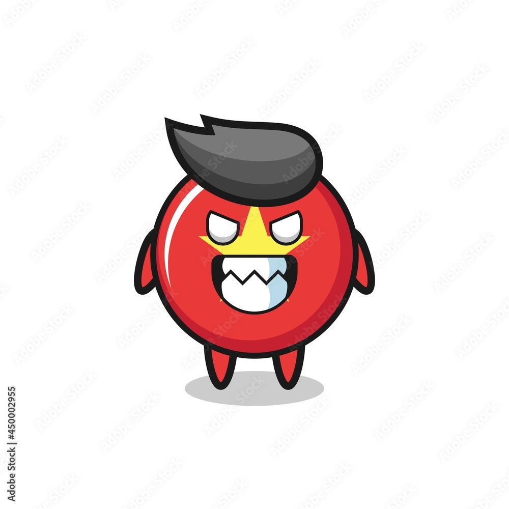 evil expression of the vietnam flag badge cute mascot character