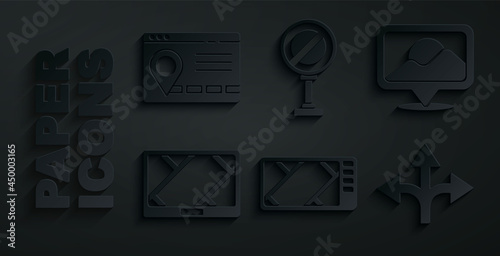 Set Gps device with map, Location, Road traffic sign, Stop and Infographic of city navigation icon. Vector