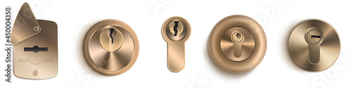 Gold keyholes 3d templates, Detailed mockup set