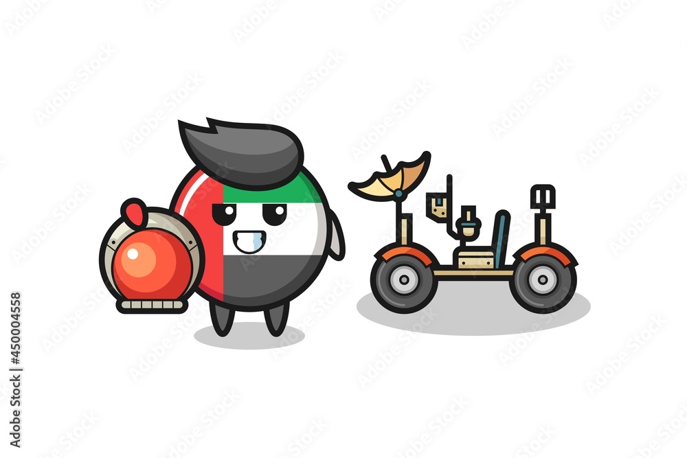 the cute uae flag badge as astronaut with a lunar rover the cute uae flag badge as astronaut with a lunar rover