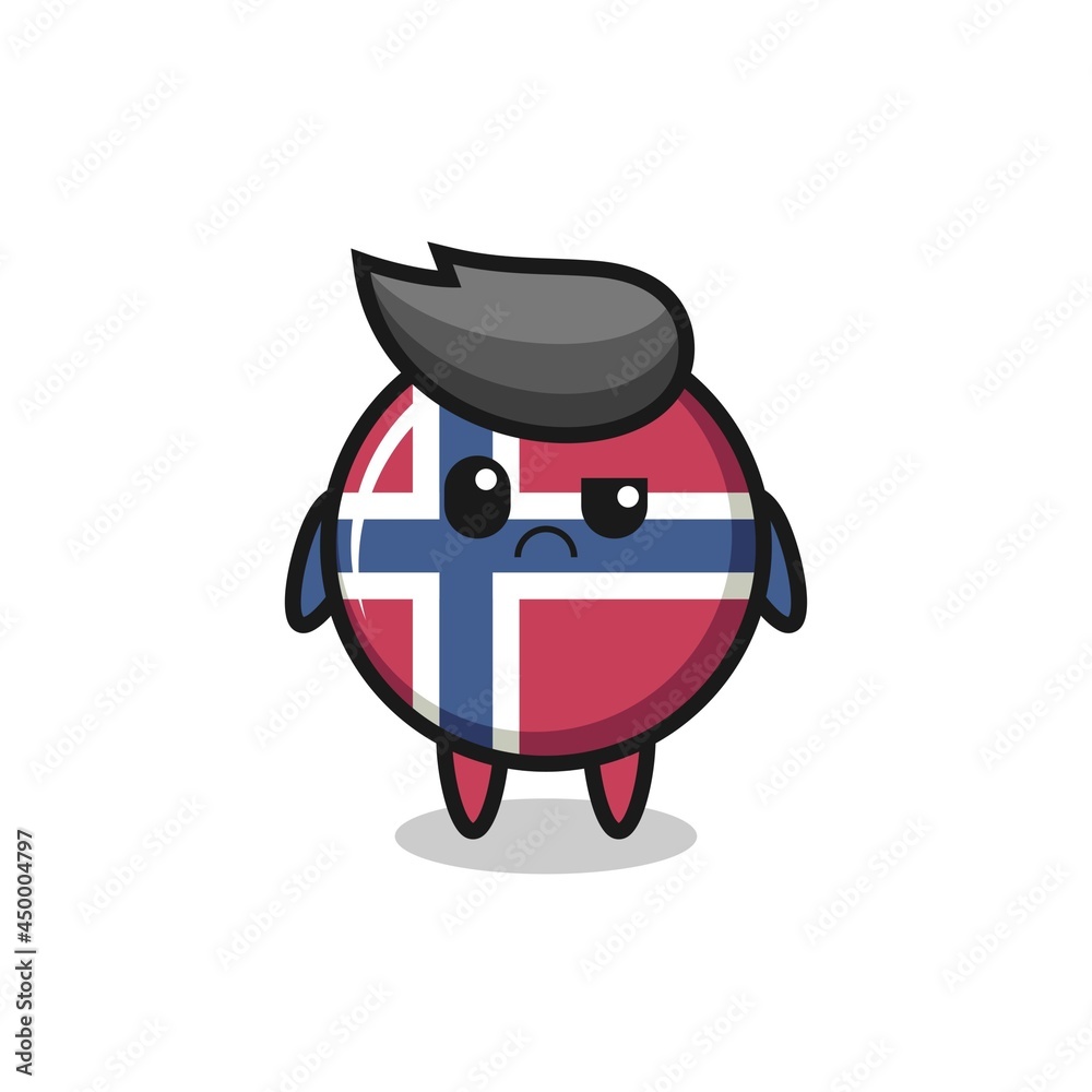 the mascot of the norway flag badge with sceptical face