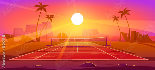Tennis court, outdoor field for sport exercises