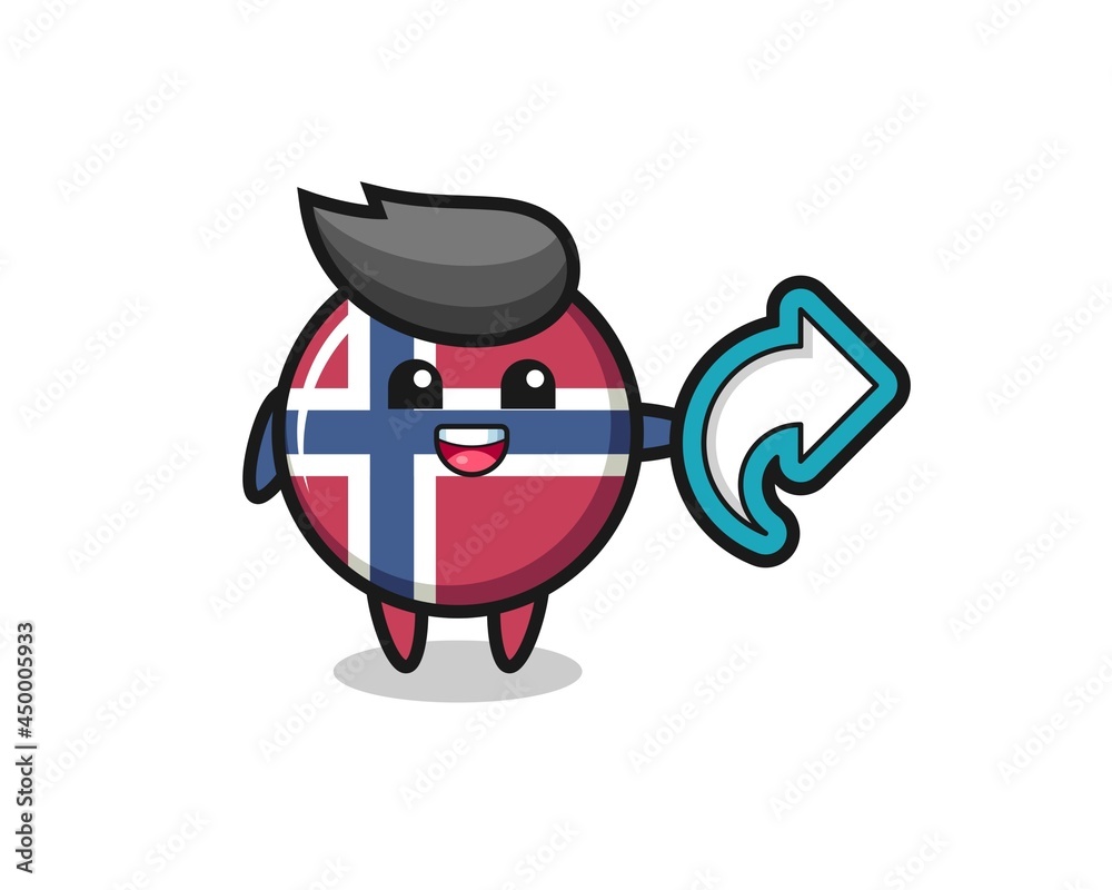 cute norway flag badge hold social media share symbol cute norway flag badge hold social media share symbol