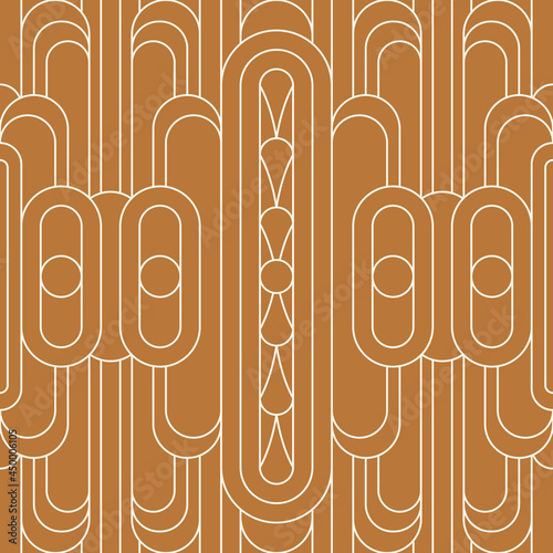 Art Deco Seamless Pattern in a Trendy Minimal Linear Style. Vector Abstract Geometric Background with Arches.