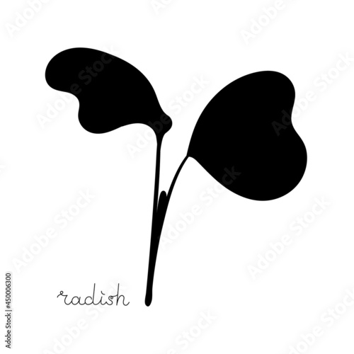 Radish sprouts black silhouette symbol. Icon Microgreen vector illustration. Green for home gardening