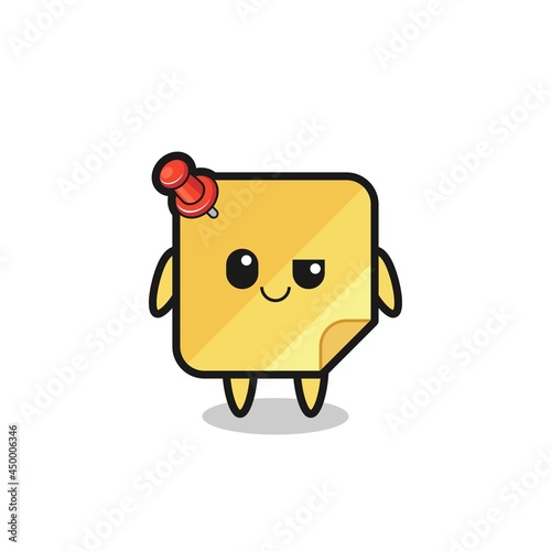sticky notes cartoon with an arrogant expression