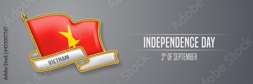 Vietnam happy independence day greeting card, banner vector illustration