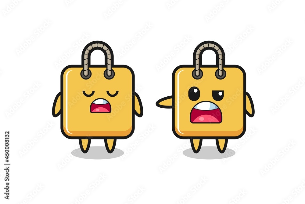 illustration of the argue between two cute shopping bag characters